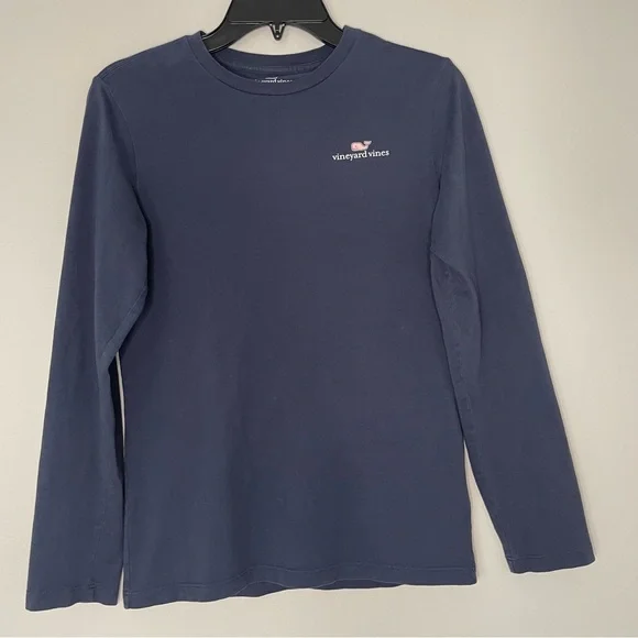 Vineyard Vines Navy Blue Long Sleeve Tee Size Medium 12-14 - Picture 3 of 8